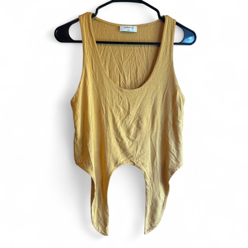 Aritzia Babaton Front Tie Sleeveless Top Yellow